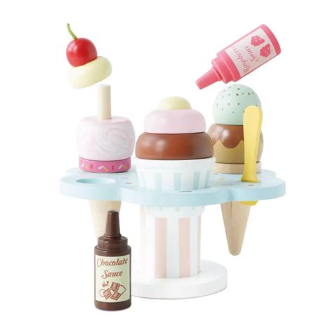 Buy Wooden Ice Cream Stand Toy With Toppings