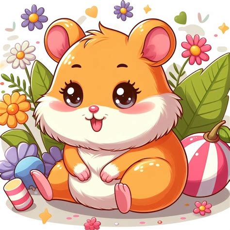 Joli Hamster Vecteur Illustration De Dessin Animé Vecteur Premium