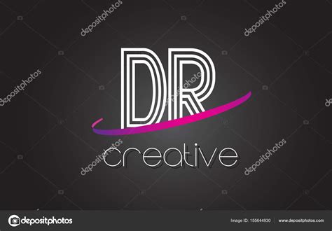 Dr D R Letter Logo With Lines Design And Purple Swoosh Stock Vector By