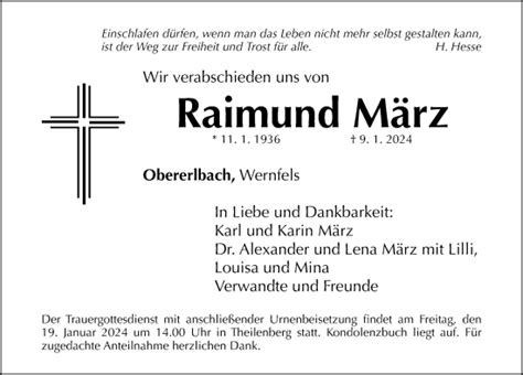 Traueranzeigen von Raimund März trauer nn de