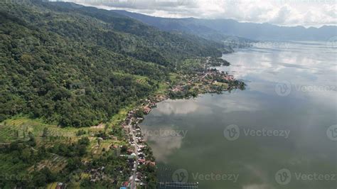 Aerial view of panorama of Maninjau Lake West Sumatra, Danau maninjau ...