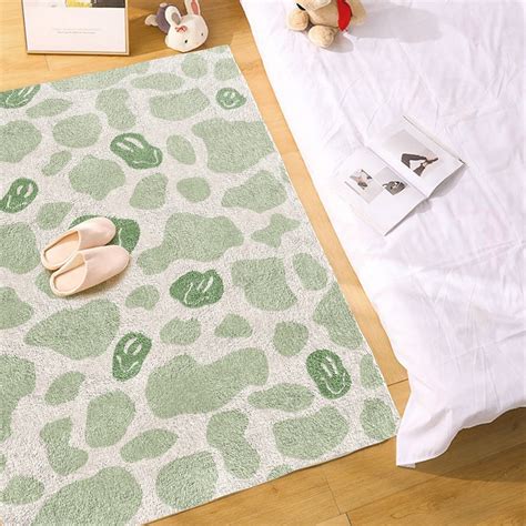 Sage Green Smiley Cow Print Carpet Funky Danish Pastel Decor Etsy