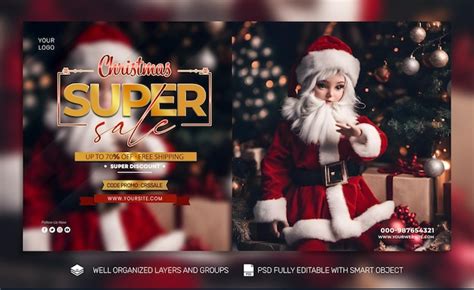 Premium PSD | Psd free psd christmas banner social media tamplates