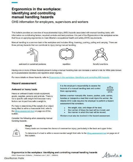 Ohs Resource Portal Ergonomics In The Workplace Identifying And