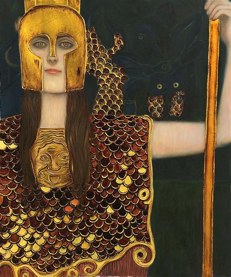 Klimt Pallas Athene Luxury Line Reproduction Oil Painting At