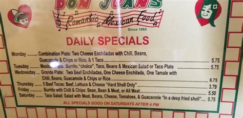 Menu At Don Juans Romantic Mexican Food Restaurant Grand Prairie