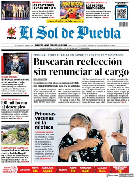 Periódico El Sol De Puebla México Periódicos De México Edición De Miércoles 17 De Febrero