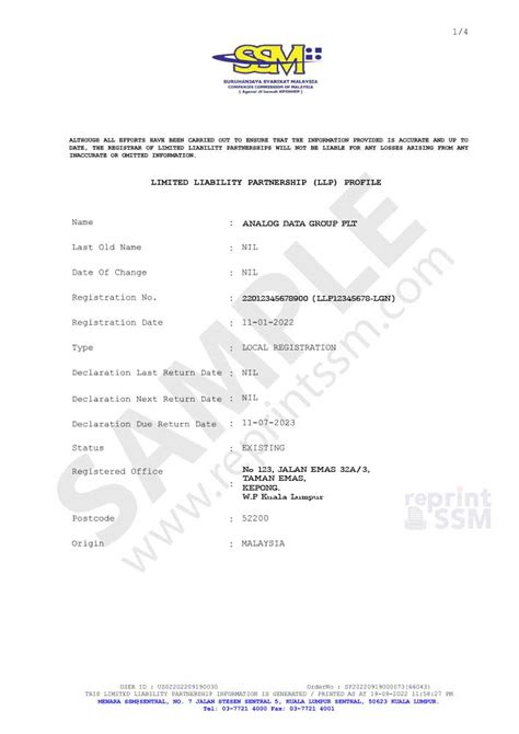 Contoh Dokumen Ssm Sample Ssm Documents