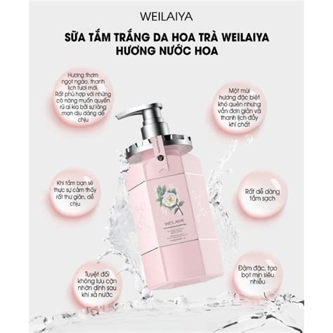 Sữa Tắm Trắng Da Hoa Trà Weilaiya Niacinamide Shower Gel Lam Thảo