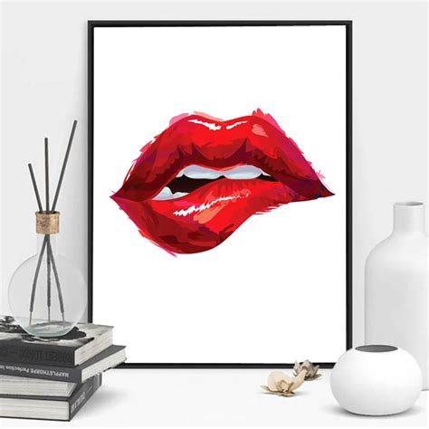 Simple Sexy Red Lips Prints Hd Image Canvas Painting Wall Art For