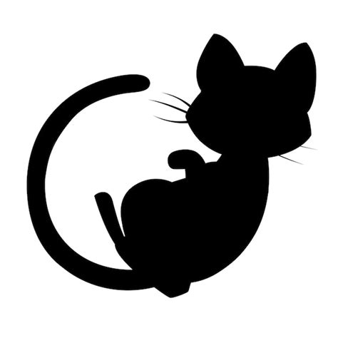 Ilustración de vector plano de silueta negra lindo adorable gato negro