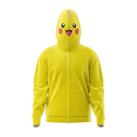 Pikachu Pokemon Full Face Zip Hoodie Anime Ape