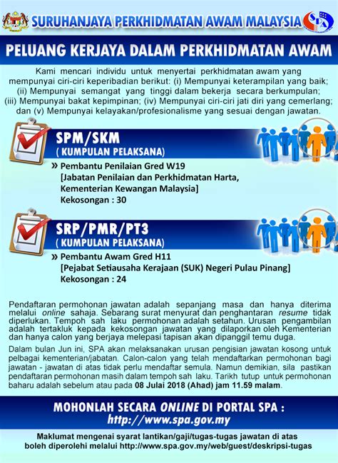 Iklan Jawatan Kosong Pembantu Penilaian W Di Jabatan Penilaian Dan