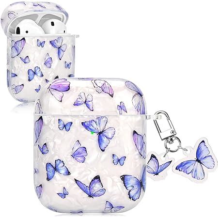 Amazon Cute Airpod Case With Butterfly Pendant Kawaii Dreamy Blue