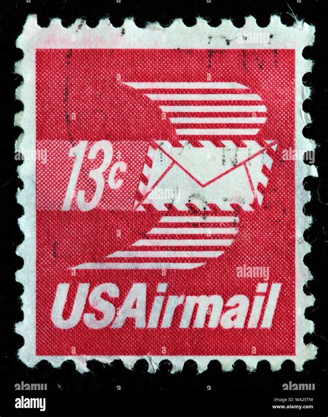 Winged Airmail Envelope Air Mail Postage Stamp Usa Stock Photo