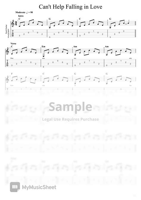 Elvis Presley Cant Help Falling In Love Acoustic Guitar Cover Tab 1staff By Scotts Guitar