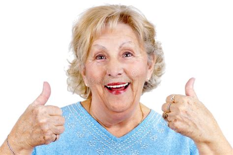 Happy Senior Woman Thumps Up Stock Image Image Of Person Senior