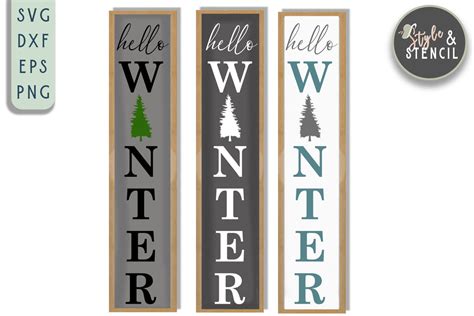 Christmas Porch Sign Svg Hello Winter Christmas Svg Vertical Sign