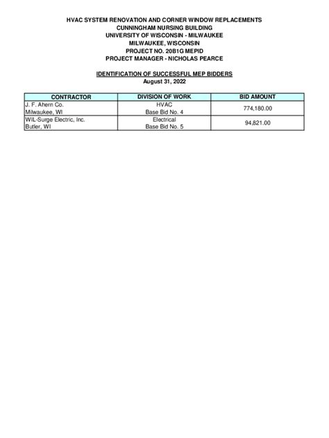 Fillable Online Hvac System Renovation And Corner Window Replacements