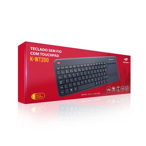 Teclado Sem Fio Touchpad K WT200BK C3Tech Informática Kit Gamer