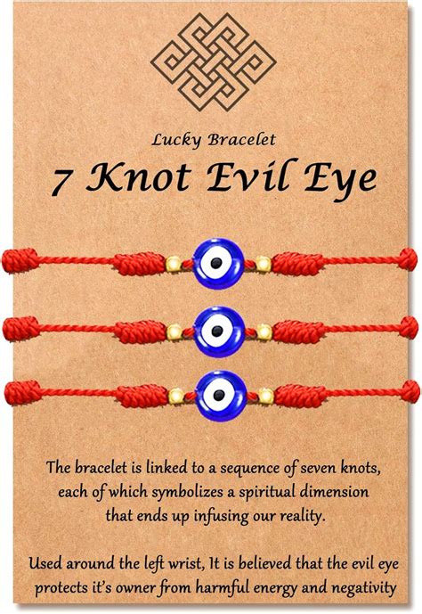 Tarsus Evil Eye 7 Knot Lucky Bracelets Adjustable Red String Amulet For