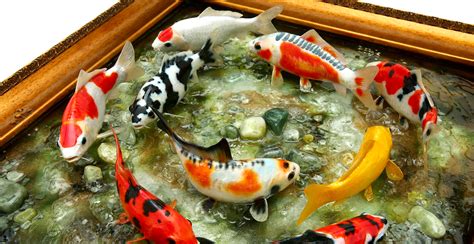 3D Koi Art Sculpture: Koi Sculpture: 9 KOI HARMONY IN FORTUNES