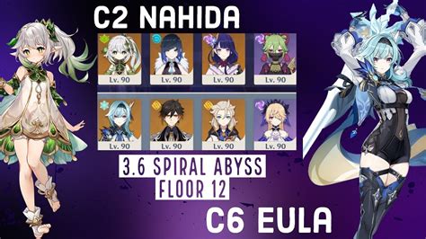 C2 Nahida Hyperbloom Team C6 Eula Double Geo Genshin Impact Abyss 3