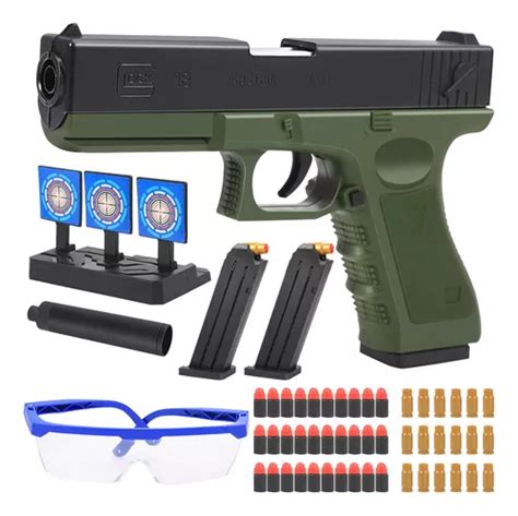 Pistola Glock Juguete Niños Regalo Silenciador Suaves Balas Envío gratis