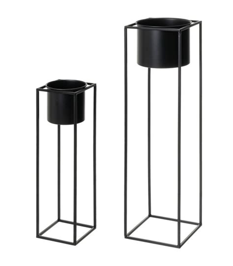 Set De Supports Pots Plante En M Tal Noir X X Cm