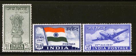 Heritage of Indian stamps site: India stamps issued in 1947 Jai Hind Set