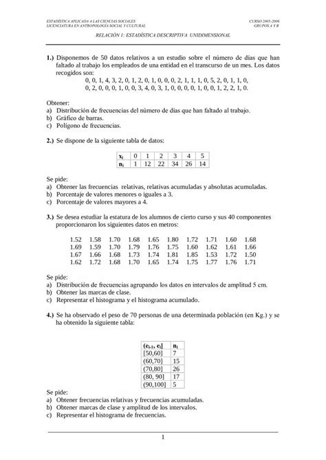 Pdf Relaci N Estadstica Descriptiva Nrico Antropo Relaciones De