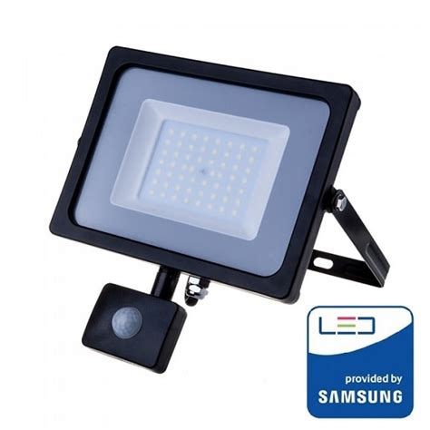 V Tac Pro VT 50 S Faro LED Chip Samsung 50W Nero Con Sensore Di