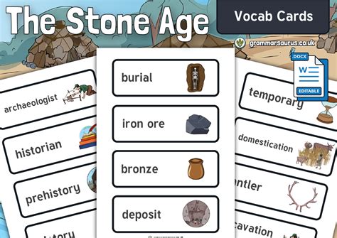 History Stone Age To The Iron Age Vocab Cards Grammarsaurus