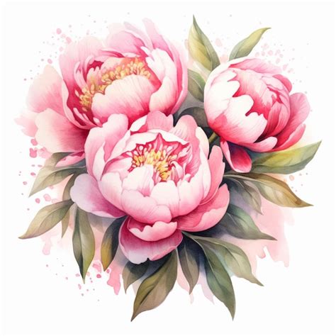 Premium AI Image There Are Two Pink Flowers With Green Leaves On A