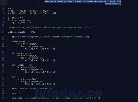 Arrays Python Operaciones Aritmeticas Entre Matrices Tutorias Co