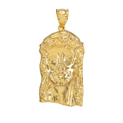Polished Gold Jesus Face Men's Pendant