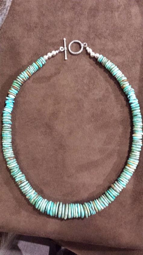 Turquoise Natural Flat Bead Necklace Beaded Necklace Jade Bead Necklace Turquoise