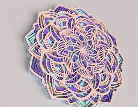 Mandala Laser Cut File Layered Svg Vector Design Dxf File Etsy