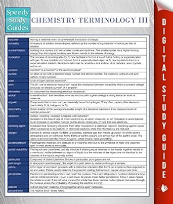 Chemistry Terminology III Speedy Study Guides Publishing Speedy