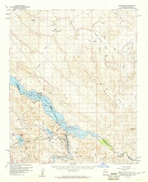 Parker Dam Arizona Usgs Old Topo Map Reprint X Az Quad