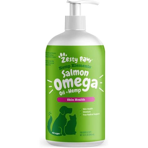 Zesty Paws Hemp Elements Salmon Oil Omega 3 Liquid Skin And Coat