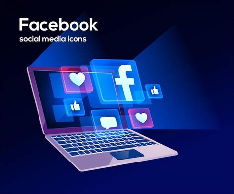 Premium Vector Facebook Social Media Icons With Laptop Symbol