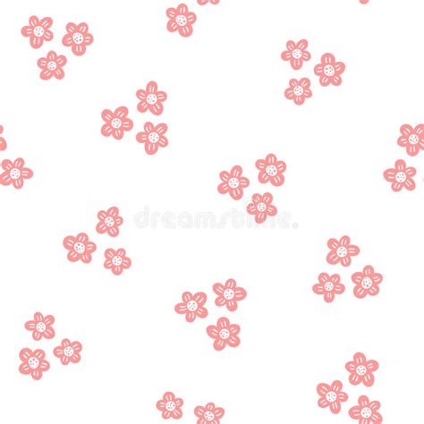 Pink Flower Pattern On White Background Stock Vector Illustration Of Design Flat 190574050