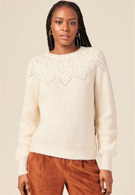 Bonobo Jeans Mit Langen Ärmeln Strickpullover Creme Offwhite