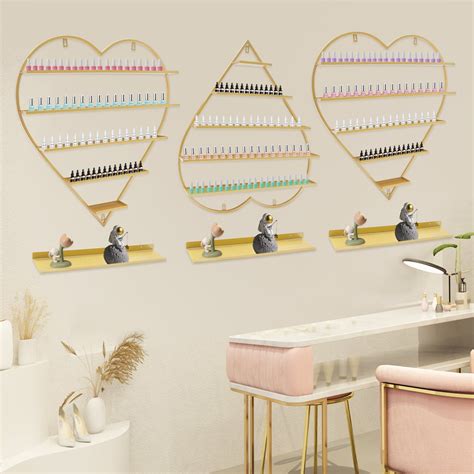 Tool Shooo Wall Mounted Nail Polish Storage Racks Tiers Gold Heart