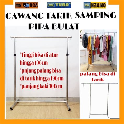 Jual Gantungan Baju Gawang Hanger Display Gawang Tarik Samping Pipa