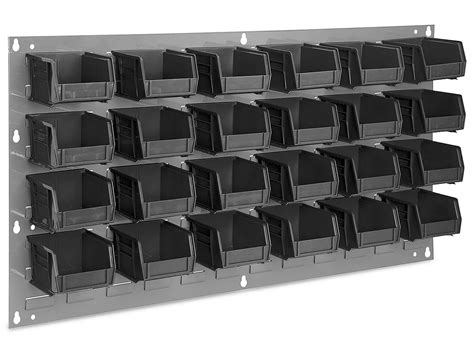 Wall Mount Panel Rack 36 X 19 With 5 12 X 4 X 3 Black Bins H
