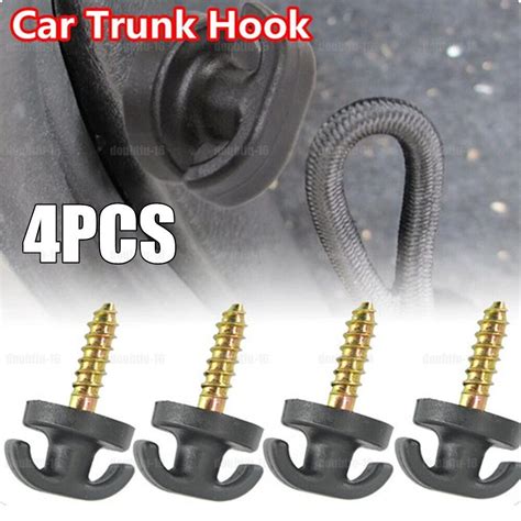 4PCS Universal Car Rear Trunk Envelope Cargo Net Tie Down Hook Ring