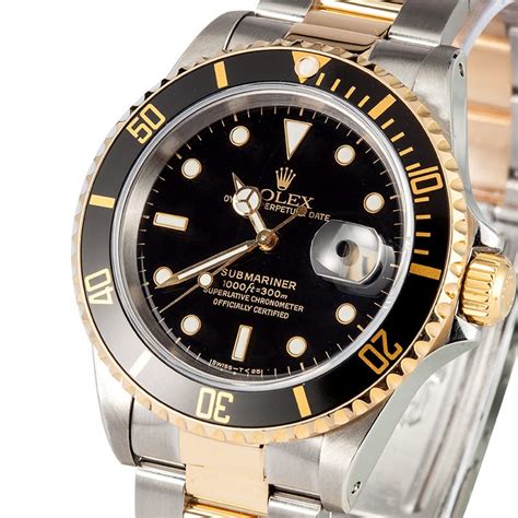 Rolex Submariner Steel & Gold Black Face 16613 - Bob's Watches