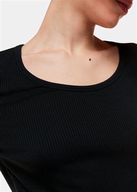black ribbed scoop neck top whistles